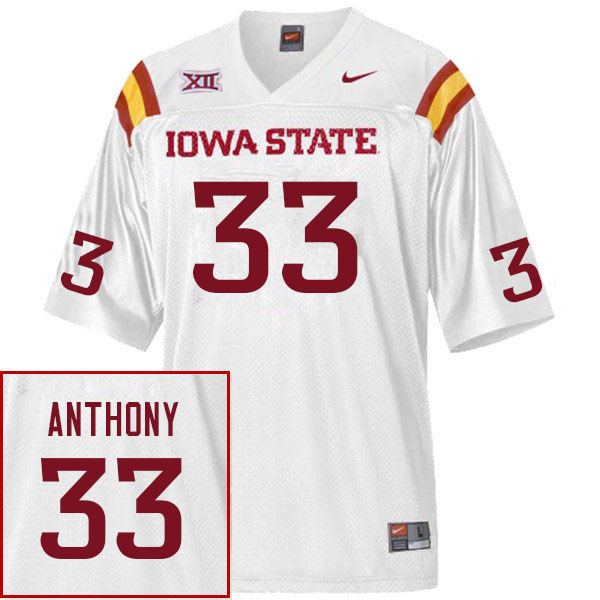 Men #33 Cale Anthony Iowa State Cyclones College Football Jerseys Sale-White - Click Image to Close